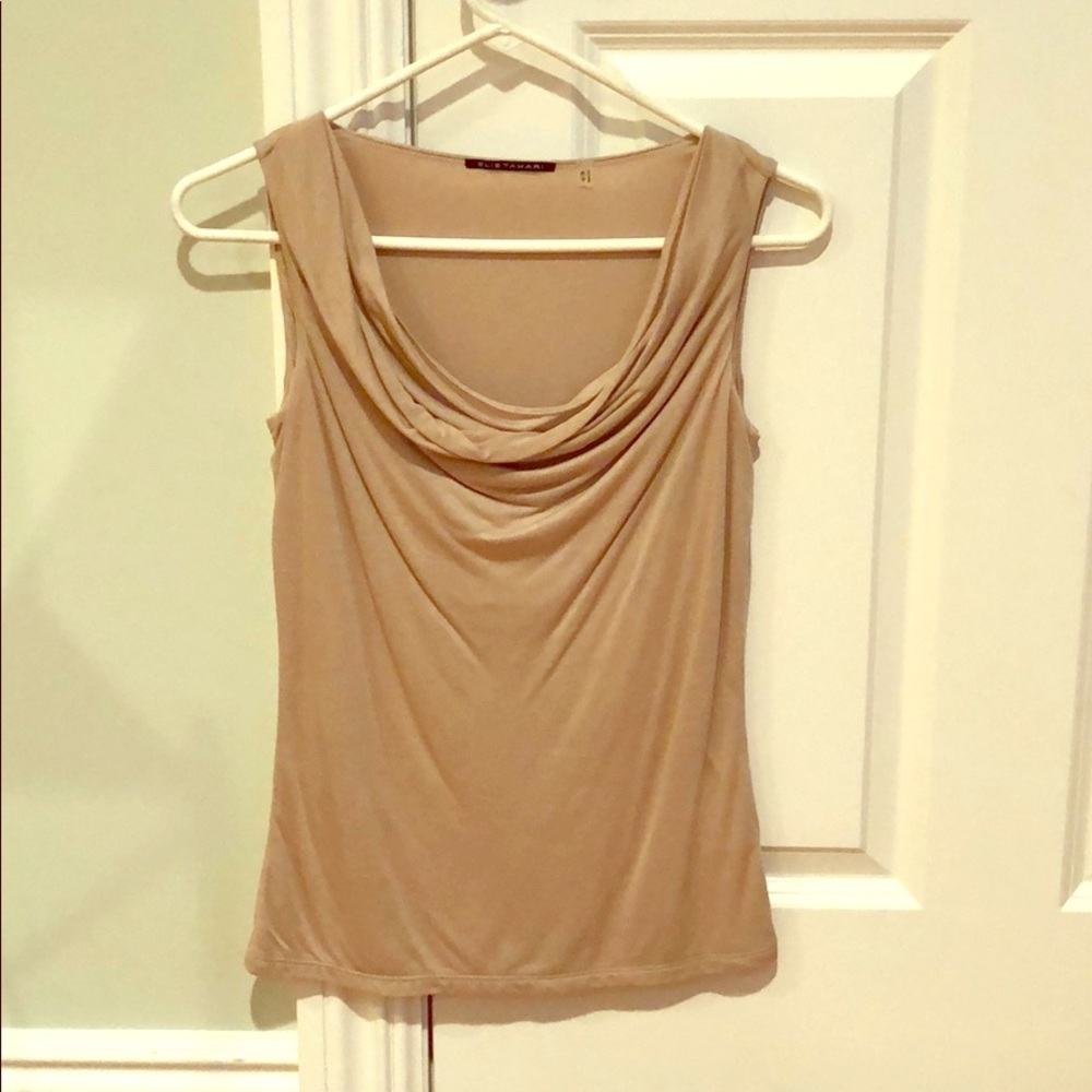 Elie Tahari women’s XS beige draped neck tank top